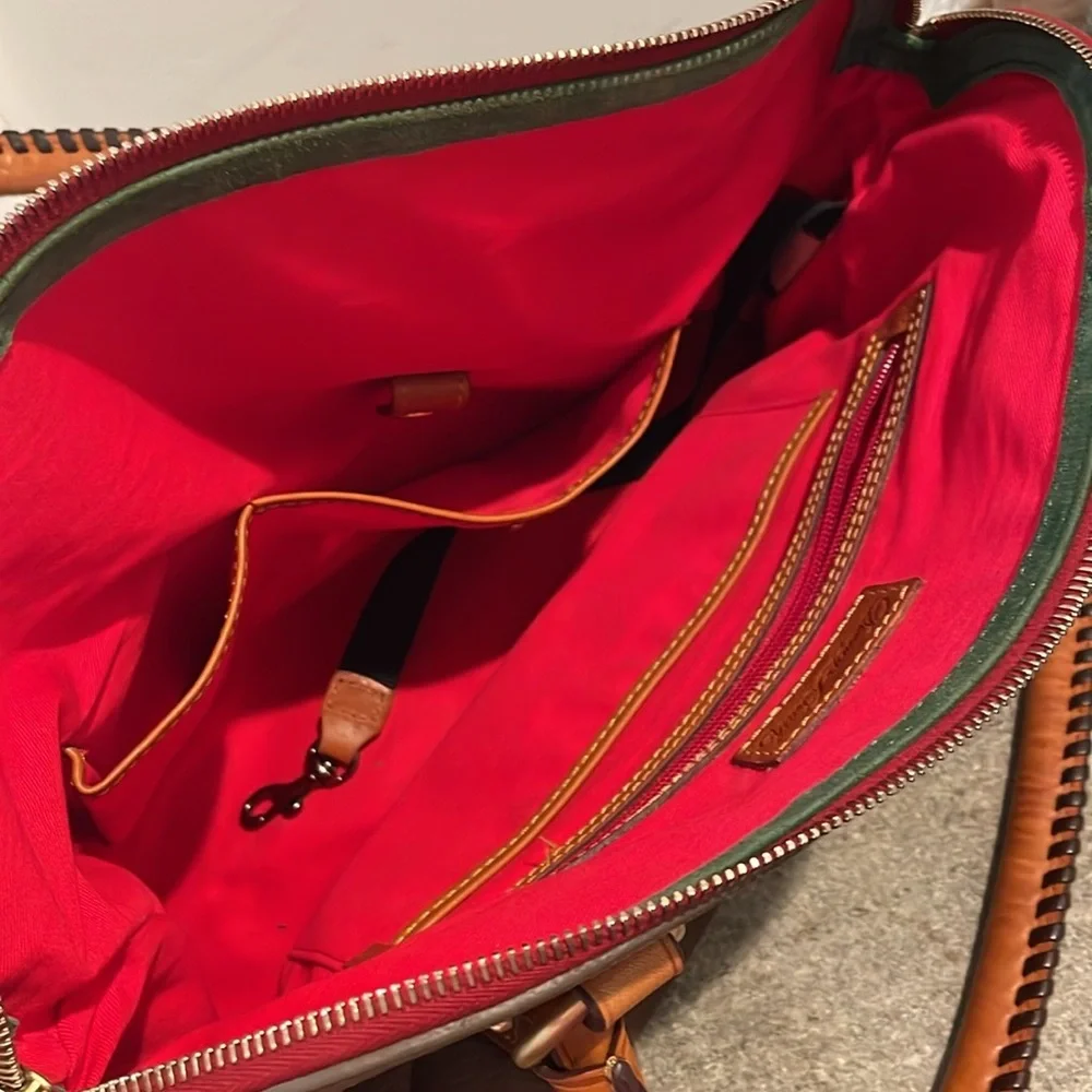 Dooney & Bourke Satchel Taupe Color Large Domed Structure Buckle Tassel Accents - Picture 5 of 15